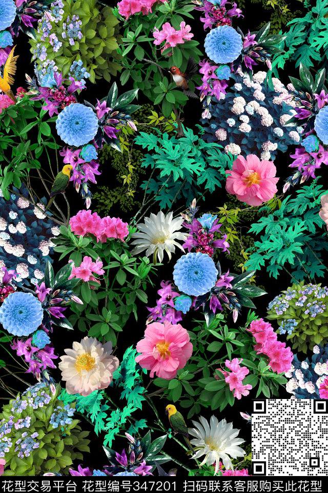 花卉数码印花华亿平台下载（图片编号: 347201） - 瓦栏（Walan）