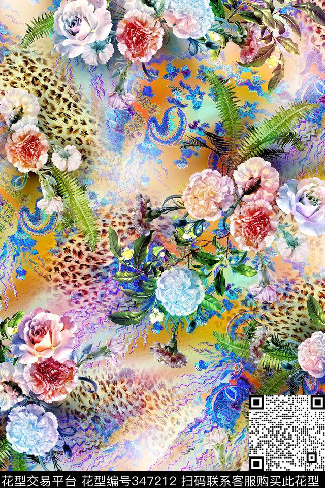 花卉数码印花华亿平台下载（图片编号: 347212） - 瓦栏（Walan）