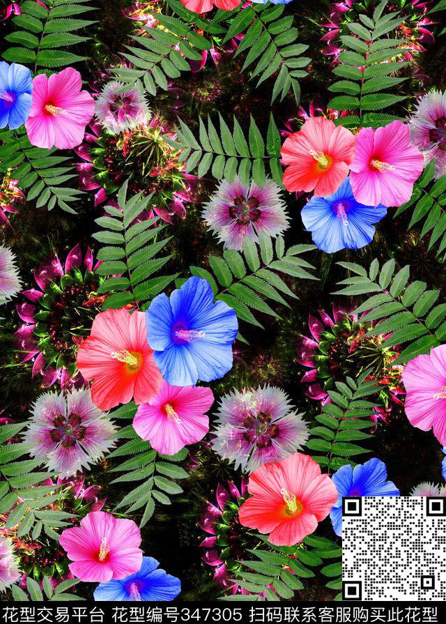 花卉数码印花华亿平台下载（图片编号: 347305） - 瓦栏（Walan）