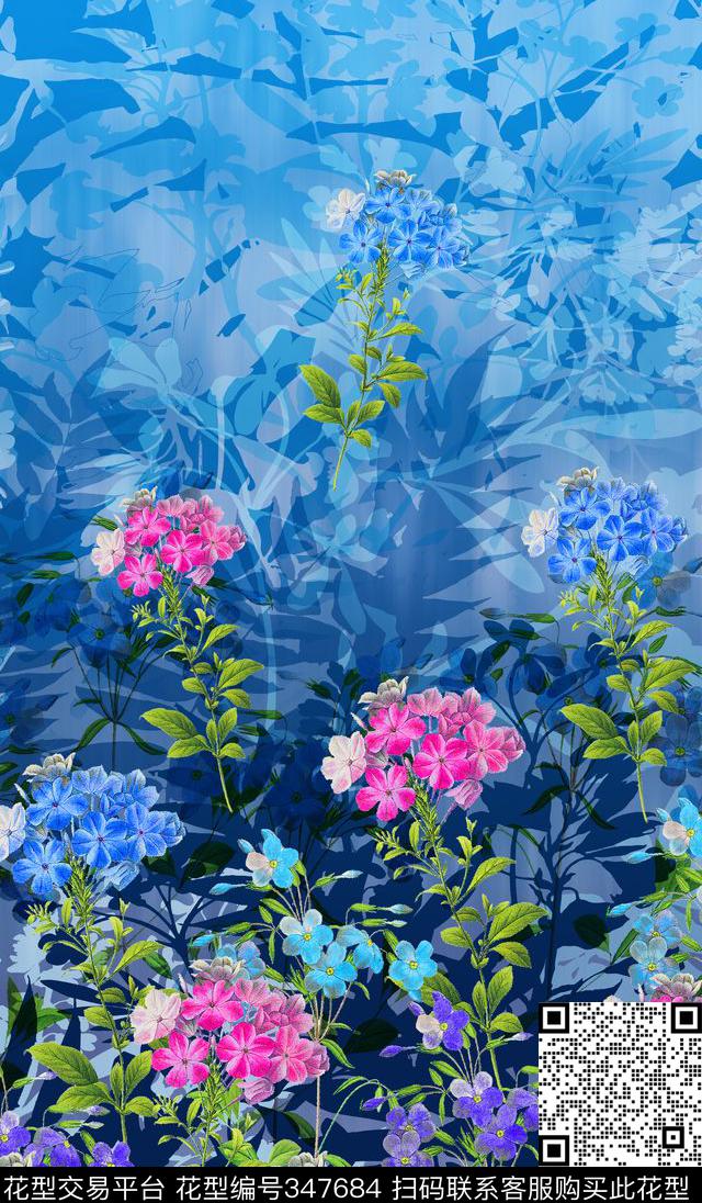 花卉数码印花华亿平台下载（图片编号: 347684） - 瓦栏（Walan）