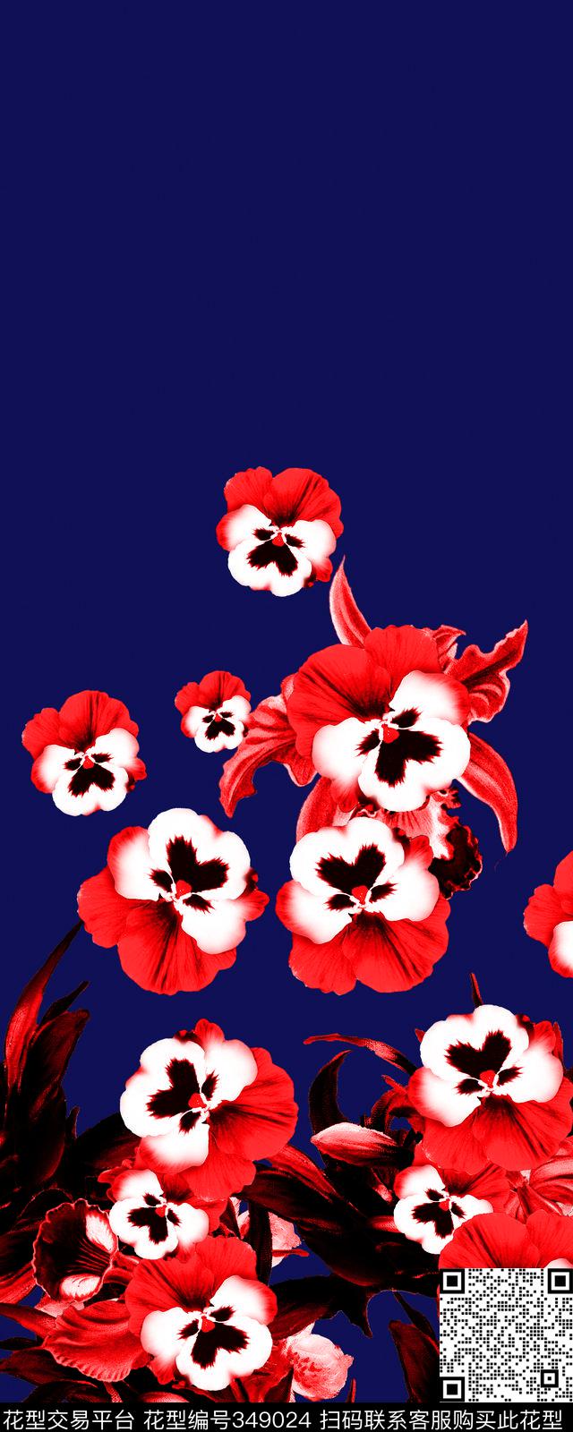 定位花卉纯色底数码印花华亿平台下载（图片编号: 349024） - 瓦栏（Walan）