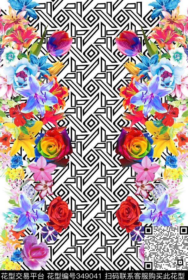 花卉数码印花华亿平台下载（图片编号: 349041） - 瓦栏（Walan）