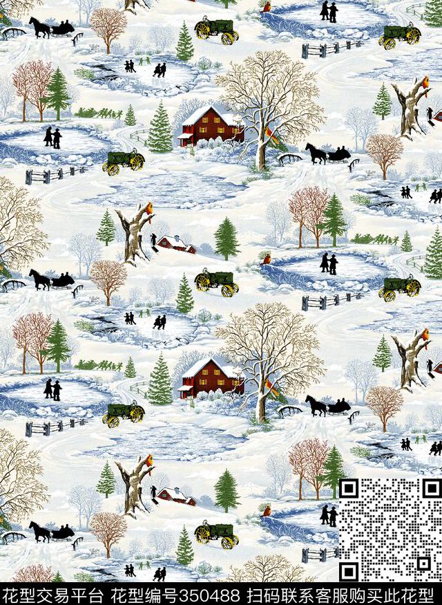 森林树林冬季数码印花华亿平台下载（图片编号: 350488） - 瓦栏（Walan）