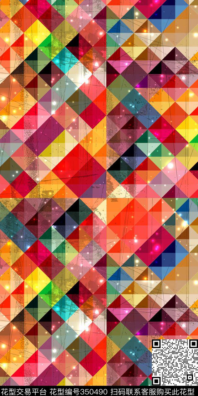 小方块马赛克菱形数码印花华亿平台下载（图片编号: 350490） - 瓦栏（Walan）