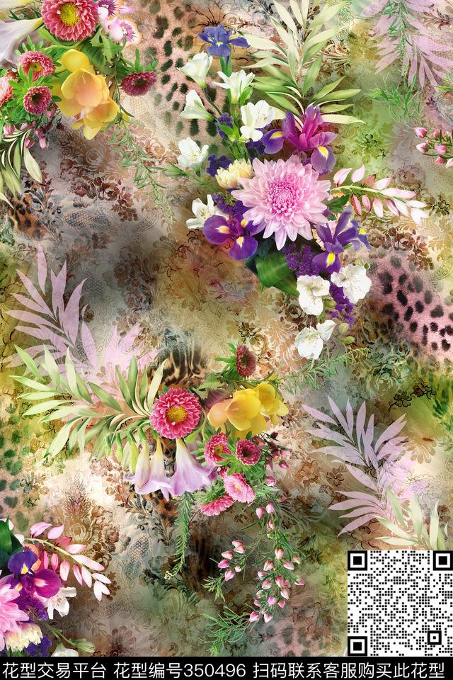 花卉数码印花华亿平台下载（图片编号: 350496） - 瓦栏（Walan）