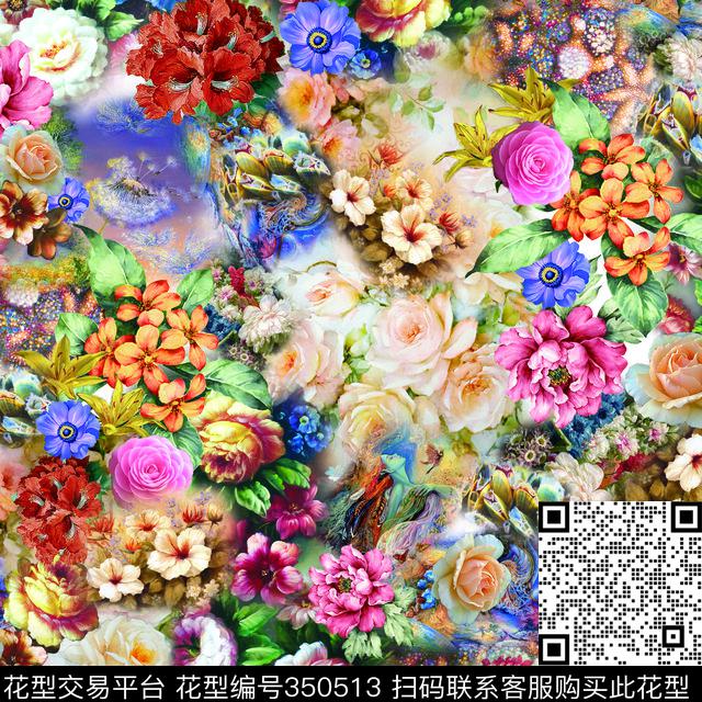 花卉数码印花华亿平台下载（图片编号: 350513） - 瓦栏（Walan）