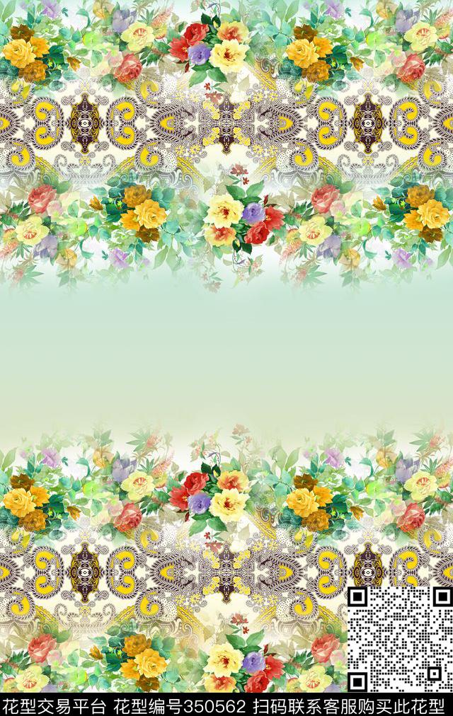 欧式女装长裙数码印花华亿平台下载（图片编号: 350562） - 瓦栏（Walan）