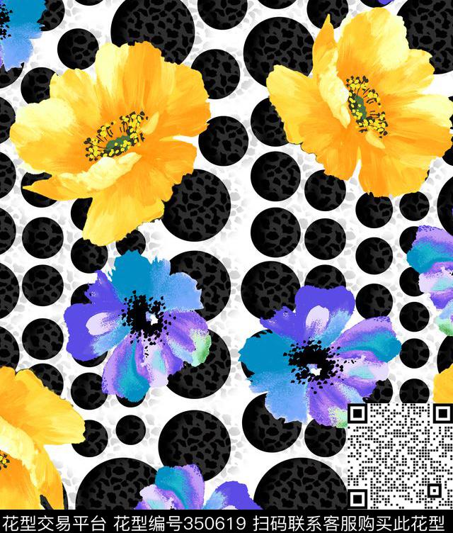 E-花卉几何/Flowers数码印花华亿平台下载（图片编号: 350619） - 瓦栏（Walan）