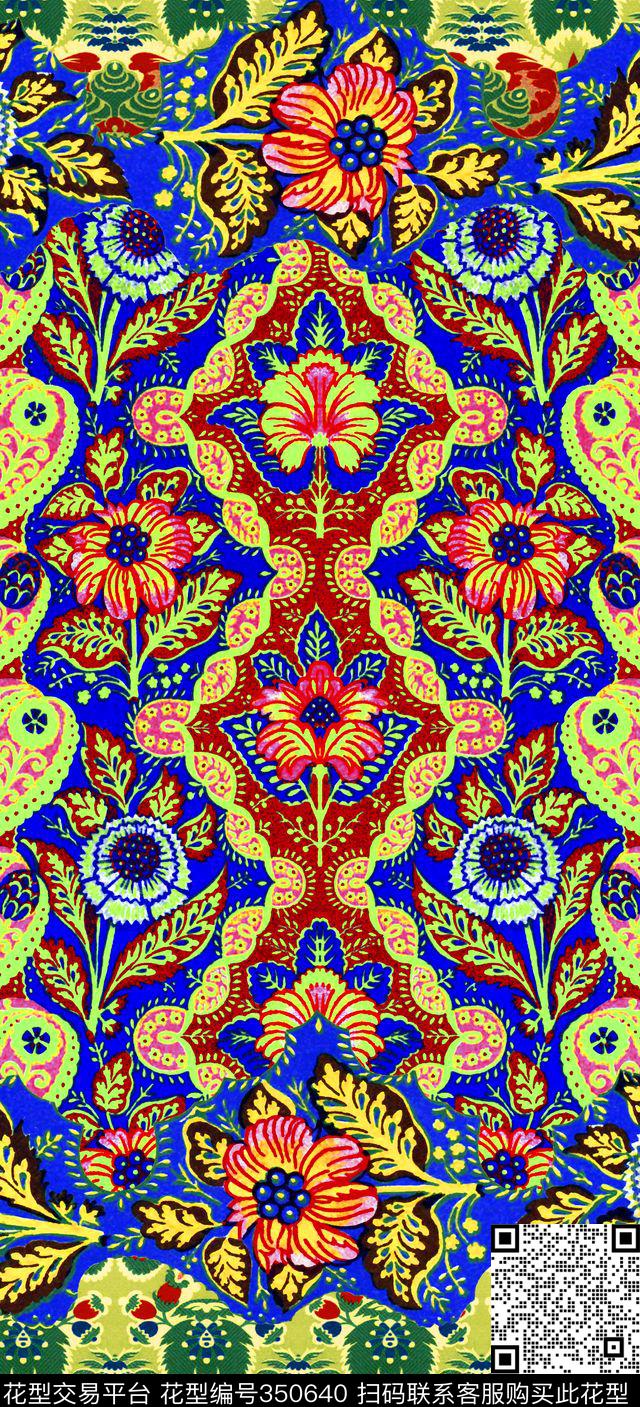民族风花纹传统印花华亿平台下载（图片编号: 350640） - 瓦栏（Walan）
