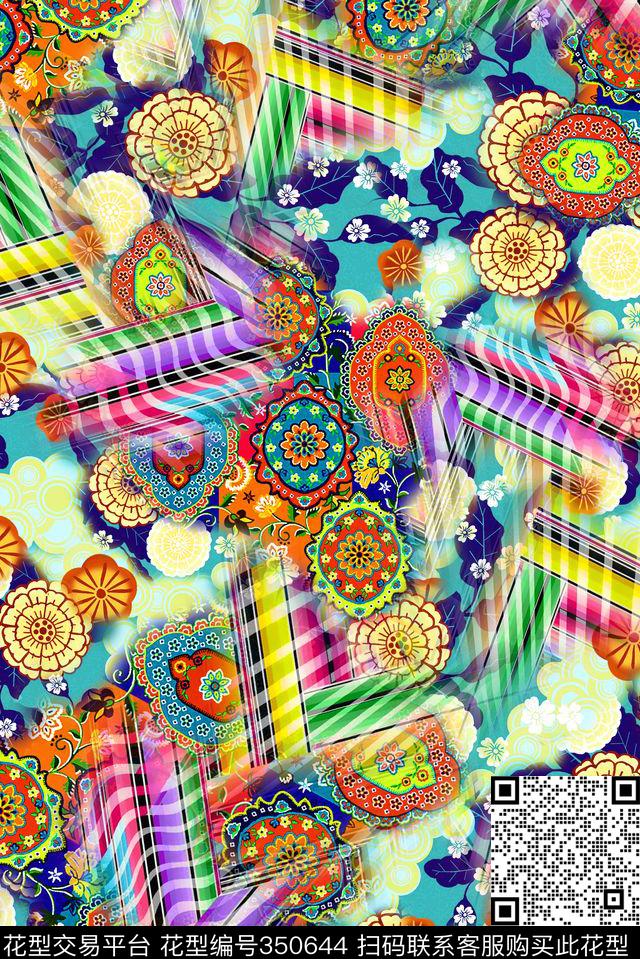民族风花纹数码印花华亿平台下载（图片编号: 350644） - 瓦栏（Walan）