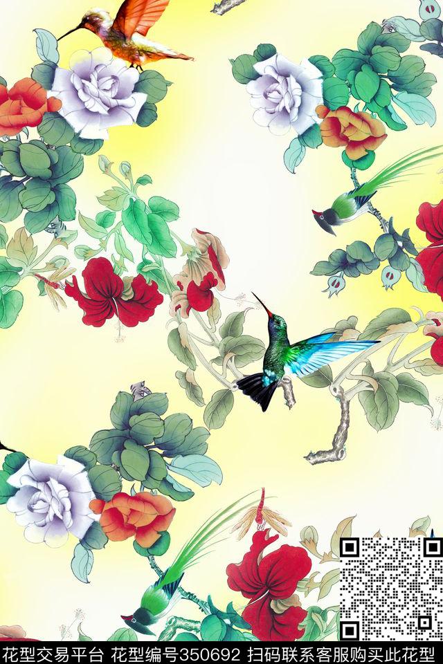 花卉民族数码印花华亿平台下载（图片编号: 350692） - 瓦栏（Walan）
