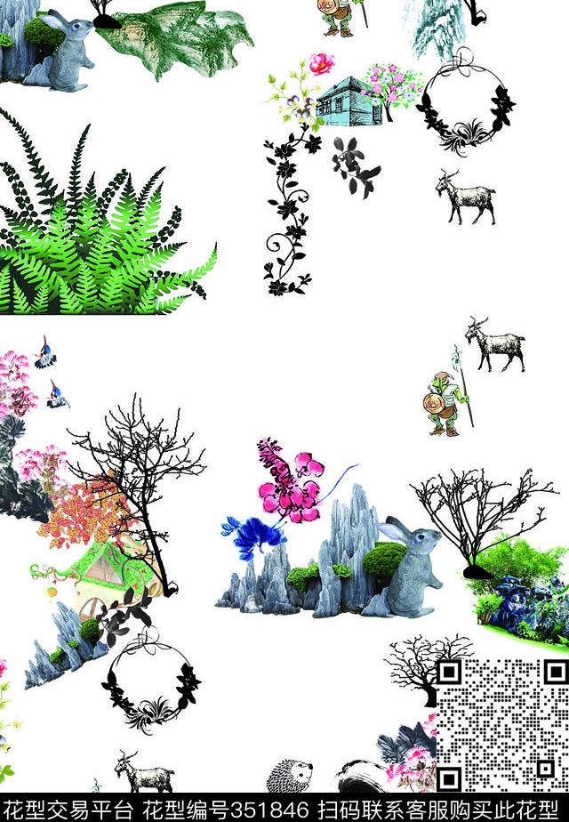 中国风数码印花华亿平台下载（图片编号: 351846） - 瓦栏（Walan）