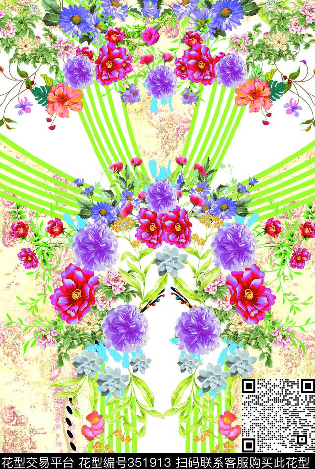 花卉数码印花华亿平台下载（图片编号: 351913） - 瓦栏（Walan）