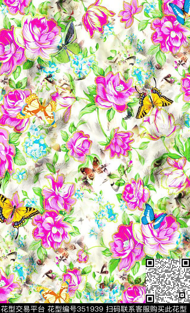 流行时尚花卉数码印花华亿平台下载（图片编号: 351939） - 瓦栏（Walan）