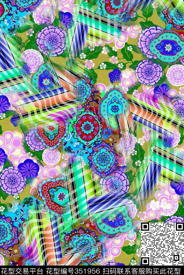 民族风花纹数码印花华亿平台下载（图片编号: 351956） - 瓦栏（Walan）