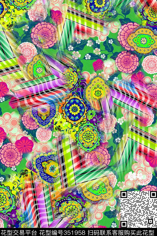 民族风花纹数码印花华亿平台下载（图片编号: 351958） - 瓦栏（Walan）
