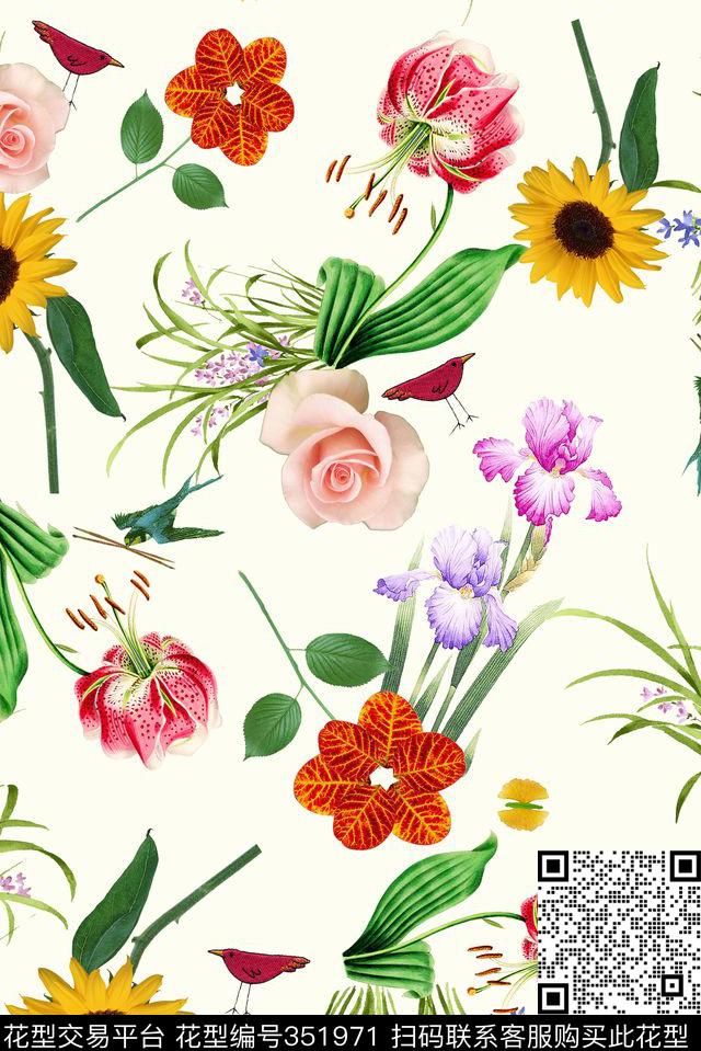 花卉春夏田园风数码印花华亿平台下载（图片编号: 351971） - 瓦栏（Walan）