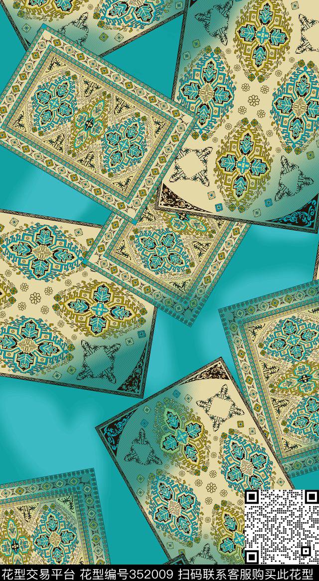 休闲风方块腰果个性休闲传统印花华亿平台下载（图片编号: 352009） - 瓦栏（Walan）