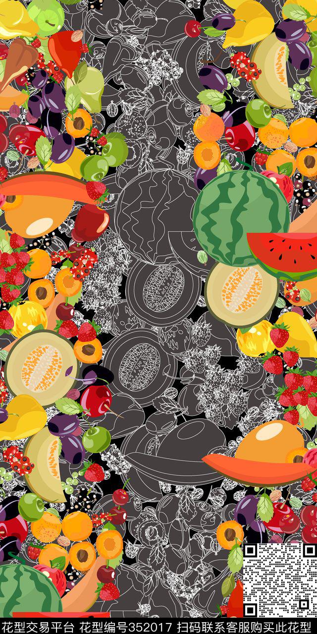 水果蔬菜田园风传统印花华亿平台下载（图片编号: 352017） - 瓦栏（Walan）