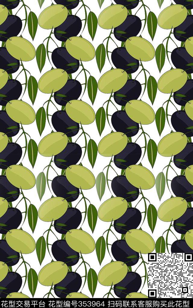 热带水果橄榄传统印花华亿平台下载（图片编号: 353964） - 瓦栏（Walan）