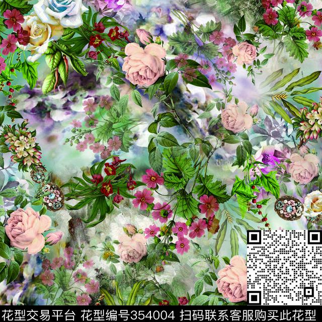 花卉数码印花华亿平台下载（图片编号: 354004） - 瓦栏（Walan）
