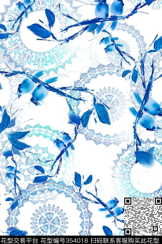 花卉几何民族传统印花华亿平台下载（图片编号: 354018） - 瓦栏（Walan）