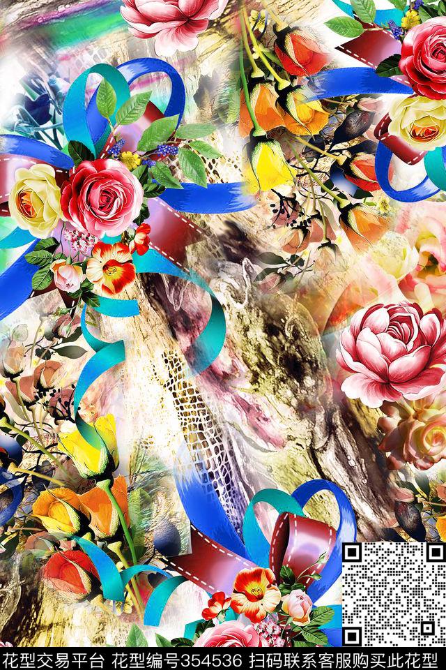 花卉手绘另类数码印花华亿平台下载（图片编号: 354536） - 瓦栏（Walan）