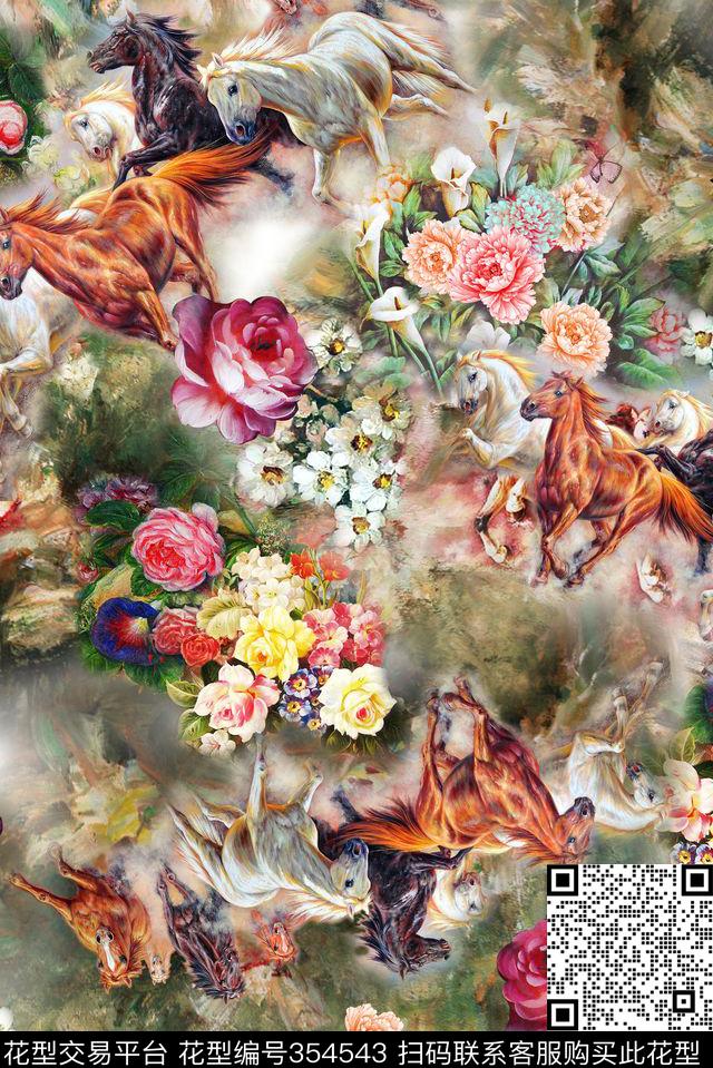 花卉油画数码数码印花华亿平台下载（图片编号: 354543） - 瓦栏（Walan）