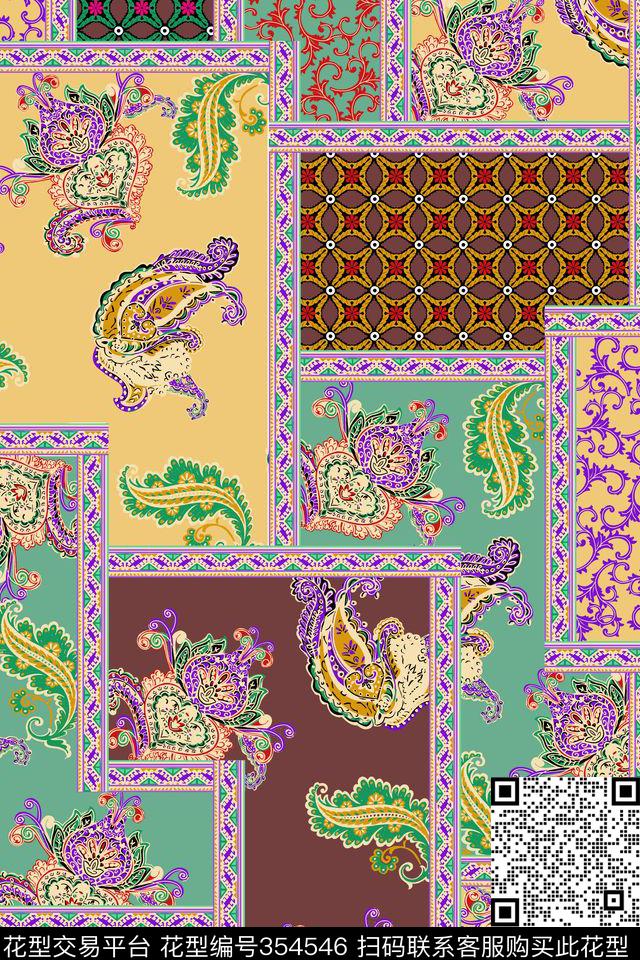 几何抽象火脚纹传统印花华亿平台下载（图片编号: 354546） - 瓦栏（Walan）