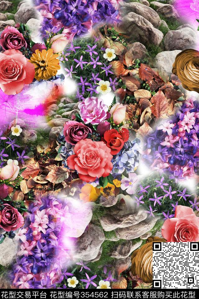 油画花卉抽象数码印花华亿平台下载（图片编号: 354562） - 瓦栏（Walan）