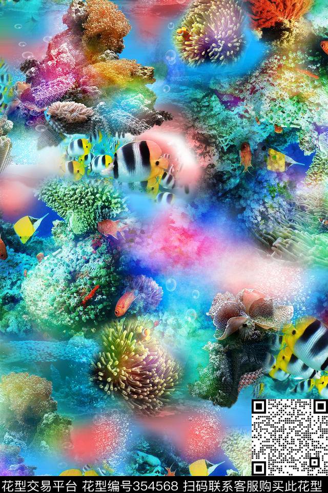 海底炫彩梦幻数码印花华亿平台下载（图片编号: 354568） - 瓦栏（Walan）
