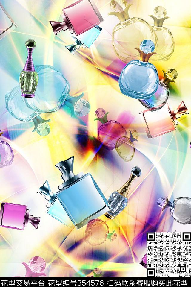 香水瓶梦幻个性数码印花华亿平台下载（图片编号: 354576） - 瓦栏（Walan）