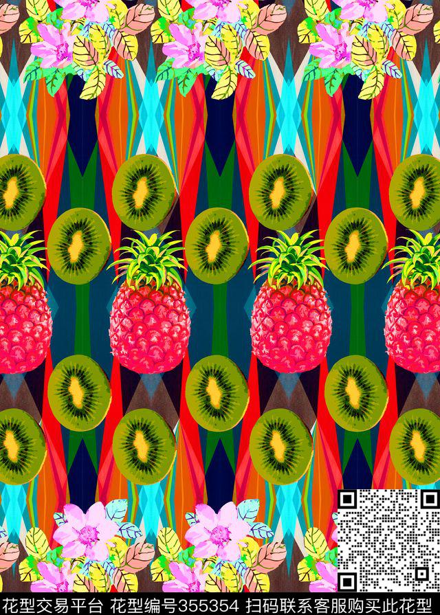 果实花朵写意数码印花华亿平台下载（图片编号: 355354） - 瓦栏（Walan）