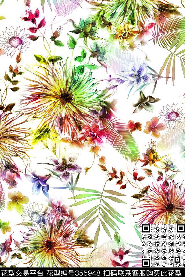 花卉数码印花华亿平台下载（图片编号: 355948） - 瓦栏（Walan）