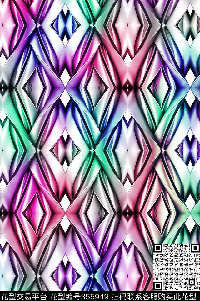 几何抽象数码印花华亿平台下载（图片编号: 355949） - 瓦栏（Walan）