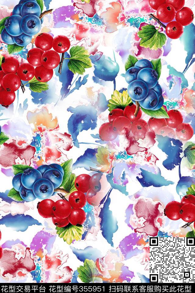 热带水果花卉数码印花华亿平台下载（图片编号: 355951） - 瓦栏（Walan）