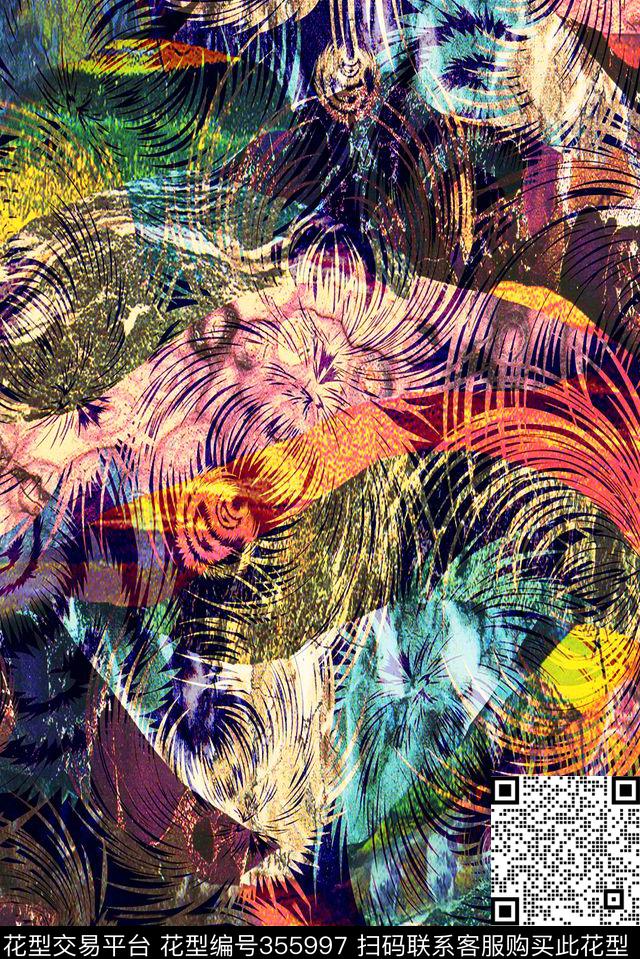 纹路风景抽象18抽象数码印花华亿平台下载（图片编号: 355997） - 瓦栏（Walan）