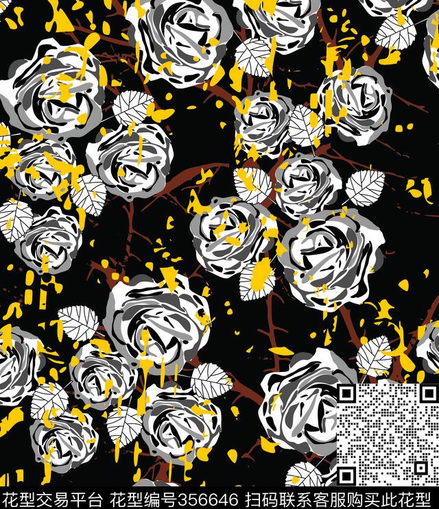 花卉数码印花华亿平台下载（图片编号: 356646） - 瓦栏（Walan）