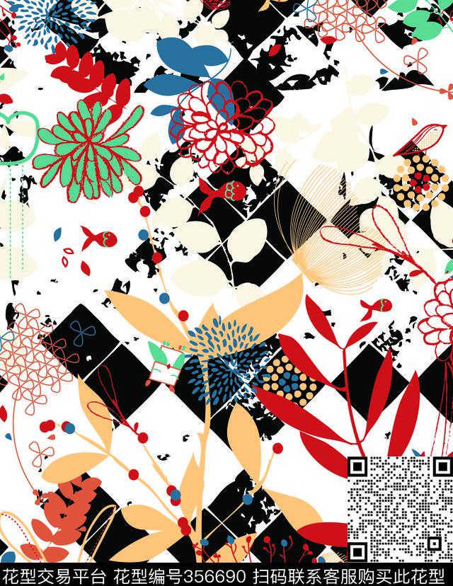 花卉数码印花华亿平台下载（图片编号: 356690） - 瓦栏（Walan）