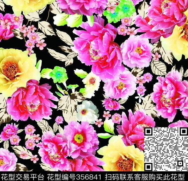 花卉数码印花华亿平台下载（图片编号: 356841） - 瓦栏（Walan）