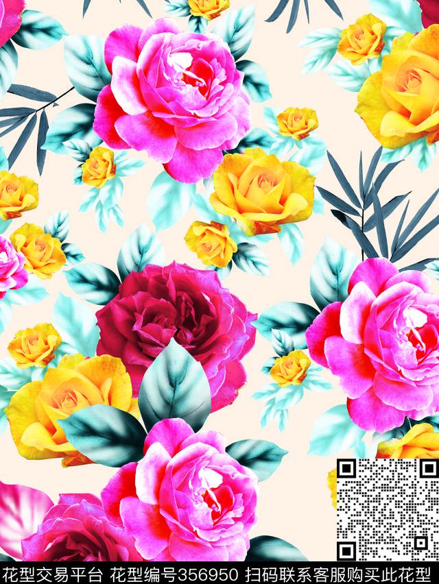 花卉数码印花华亿平台下载（图片编号: 356950） - 瓦栏（Walan）