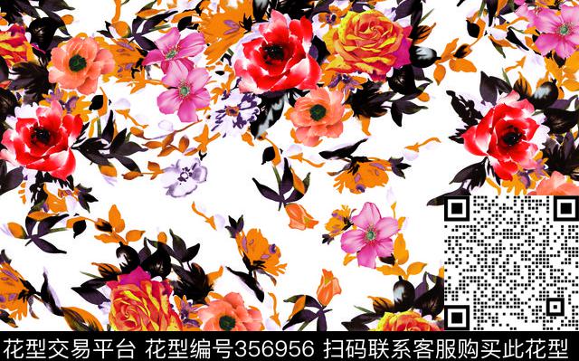 花卉数码印花华亿平台下载（图片编号: 356956） - 瓦栏（Walan）