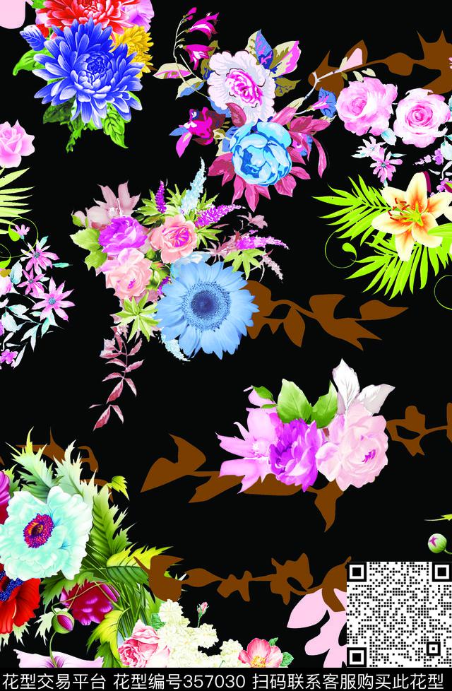花卉数码印花华亿平台下载（图片编号: 357030） - 瓦栏（Walan）