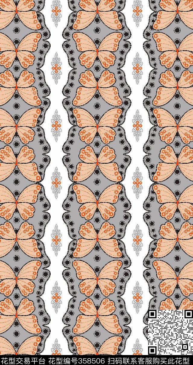 甜美清新蝴蝶蕾丝传统印花华亿平台下载（图片编号: 358506） - 瓦栏（Walan）