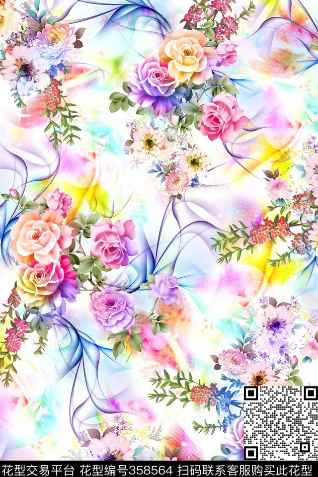 花卉数码印花华亿平台下载（图片编号: 358564） - 瓦栏（Walan）
