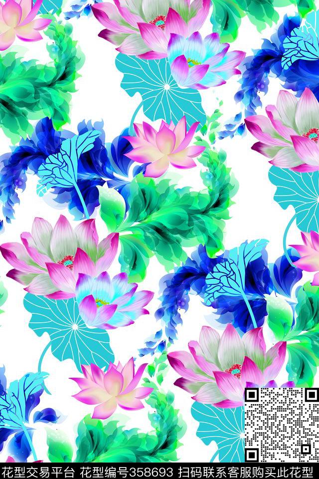 花卉植物数码印花华亿平台下载（图片编号: 358693） - 瓦栏（Walan）