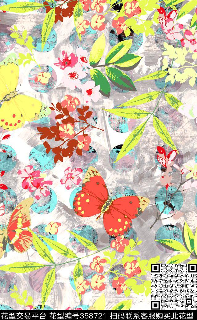 花卉数码印花华亿平台下载（图片编号: 358721） - 瓦栏（Walan）