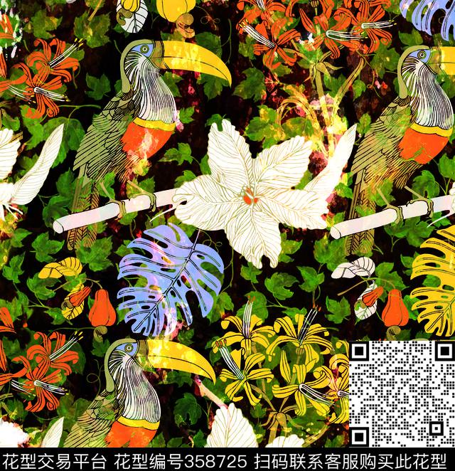 花卉数码印花华亿平台下载（图片编号: 358725） - 瓦栏（Walan）