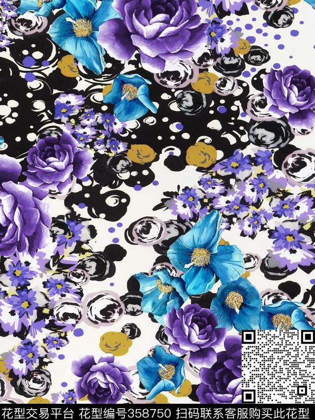 抽象花卉小花传统印花华亿平台下载（图片编号: 358750） - 瓦栏（Walan）