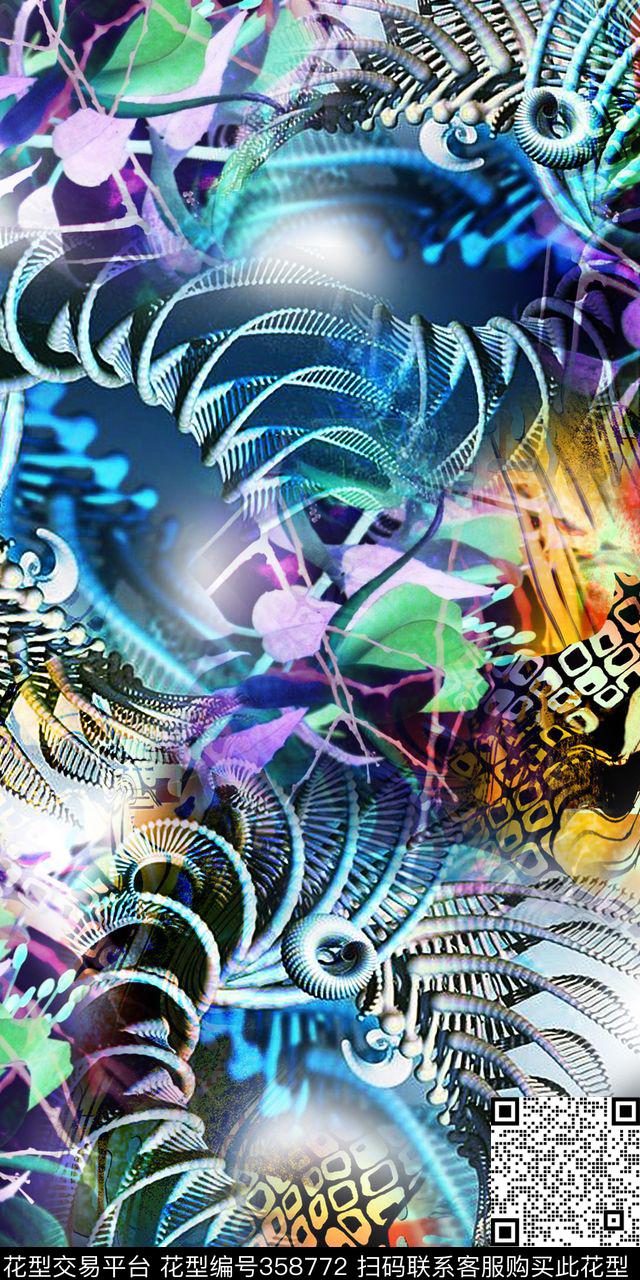 数码抽象立体数码印花华亿平台下载（图片编号: 358772） - 瓦栏（Walan）